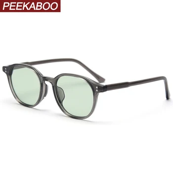 Peekaboo okrogla sončna očala moških polarizirana TR90 zelena modra uv400 dame sončna očala letnik korejskem slogu zakovice rumena