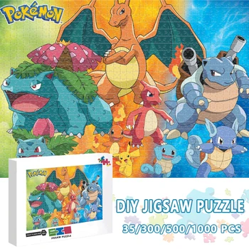 Pikachu Sestavljanke Pokemon Risanke Debel Les Puzzle 1000 Kos Sestavljanke za Odrasle Družino Darila Otrok Izobraževalne Igrače