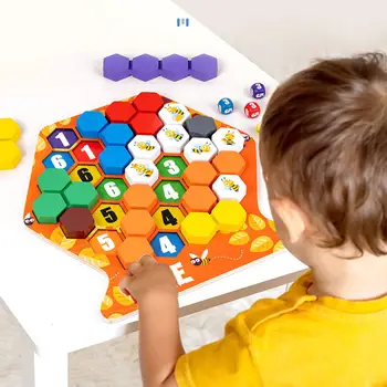 Pisane Lesene Puzzle Število Tekmo Čebel Igra Geometrijske Oblike Izobraževanja Inteligence Igrače Montessori Igrače Za Otroke 0