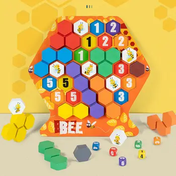 Pisane Lesene Puzzle Število Tekmo Čebel Igra Geometrijske Oblike Izobraževanja Inteligence Igrače Montessori Igrače Za Otroke 1