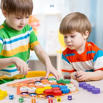 Pisane Lesene Puzzle Število Tekmo Čebel Igra Geometrijske Oblike Izobraževanja Inteligence Igrače Montessori Igrače Za Otroke 3