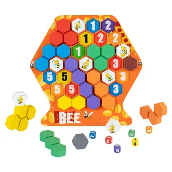 Pisane Lesene Puzzle Število Tekmo Čebel Igra Geometrijske Oblike Izobraževanja Inteligence Igrače Montessori Igrače Za Otroke 5
