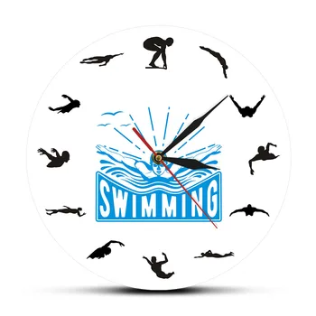Plavanje Je Šport, Art Design Stenske Ure Potovanje Plavajoče Podvodno Potapljanje Plavati Trener Doma Dekor Stenske Ure Edinstveno Darilo Za Plavalec