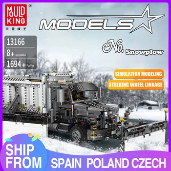PLESNI KRALJ 13166 Tehnične MOC-29800 Opeke snežni plug Truck Model Gradnik Sneg Vozil Izobraževalne Igrače Za Otroke Darila