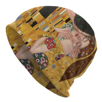 Poljub Gustav Klimt, Ki Jih Bonnet Homme Moda Pletenje Klobuk Za Moške, Ženske, Jeseni, Pozimi Toplo, Slikarstvo, Umetnost Beanies Kape