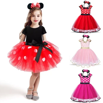 Polka-Dot Mini Miško Obleko Otrok Halloween Carnival Cosplay Obleko gor Otroci Obleke za Dekle Rojstni dan Princesa Kostum