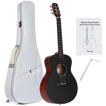 PopuleleT1 36 Palčni LED Smart Kitara Guitare App BT5.0 Smreka Mahagoni, Akustične Kitare, Guitarra Glasbila Z Vrečko 5