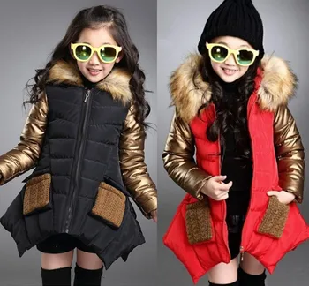 Pozimi dekleta Hooded bombaž-oblazinjena oblačila Otroci dekle najstnik bombaž-oblazinjena Zgostitev toplo Otroci Vrhnja plast Za Zimo, 3-16T