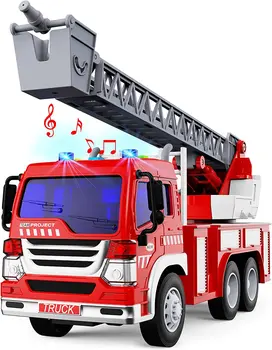 Požar Tovornjak Igrače z Lučmi in Sireno Zvoke Razširitev Vrtljivo Lestvijo Reševalnega gasilskega Igrača Potegnite Nazaj Igrača Tovornjaki Za Otroke Darilo