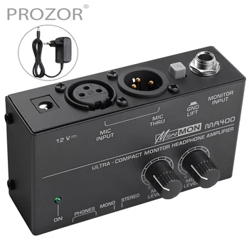 PROZOR Ultra Kompaktne Slušalke Ojačevalnik za XLR Mikrofon, Audio Signal, da 6.35 mm in 3,5 mm Jack Izhod Z Napajalnika MA400