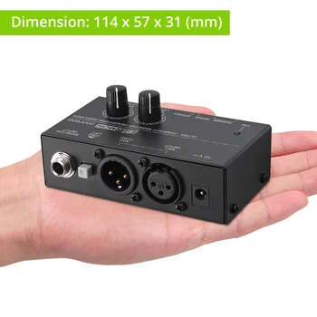 PROZOR Ultra Kompaktne Slušalke Ojačevalnik za XLR Mikrofon, Audio Signal, da 6.35 mm in 3,5 mm Jack Izhod Z Napajalnika MA400 4