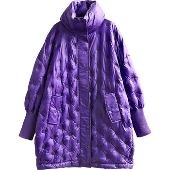 Puhovka ženske mid-dolžina ženska moda in ženske cocoon v obliki ohlapno velikosti lahki toplo zimsko jakno