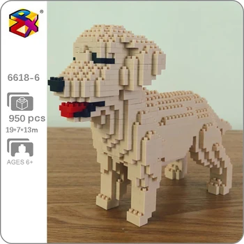 PZX 6618-6 Živalski Svet Zlati Prinašalec Pes Stojalo za Hišne Lutka 3D Model Mini Diamond Bloki, Opeke Stavbe Igrača za Otroke, št Polje