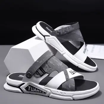 Qmaigie Moški zunanja uporaba Sandali usnje 2022 Poletje modni trend Sandali luksuzne blagovne znamke oblikovalec Priložnostne Vožnjo čevlji plaži Copate