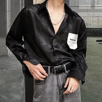 QWEEK Letnik žensko Bluzo Harajuku Zmaj Tiskanja Oversize Ulične Majice z Dolgimi Rokavi Kitajski Slog Punk Vrhovi Trend Par