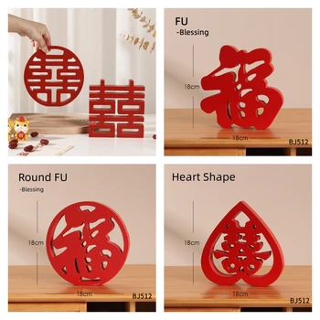Rdeči Kitajski Besedo Lesa Obrti Model Dekoracijo pomeni Dvojno Srečo za Poroko ali Festival Dom notranja Oprema Izdelki za Dekoracijo