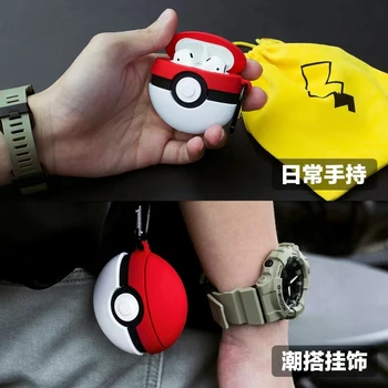 Resnično Pooblaščeni Pokemon Suniti Žogo Za Apple AirPods Por 1/2/3 Mehki Silikonski Bluetooth Slušalke Kritje Moda Keychain Darilo 4