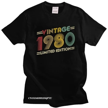 Retro Vintage Izdelan Leta 1980 Moški Camisas Popravljajo 40. Rojstni dan 40 Let Obletnico T-Shirt Pre-Skrčilo Cotton Tee Vrhovi