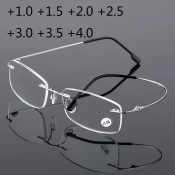 Rimless Obravnavi Očala Moških Titanove Zlitine Ženske Kvadratnih Krat Brez Okvirjev Očal Presbyopic +1.0 +1.5 +2.0 +2.5 +3.0