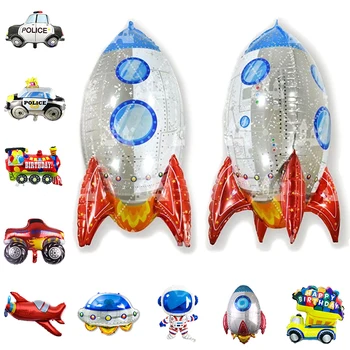 Risanka Letalo Folija Baloni Raketno Letalo, Vlak, Tovornjak Temo Baloni Fant Rojstni Dekoracijo Otroci Napihljive Igrače