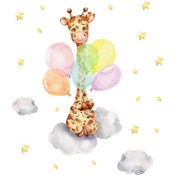 Risanka Žirafa Zvezde Stenske Nalepke Otroke Sobe Dekoracijo Otrok, Vrtec, Spalnica, Dnevna Soba Hiša Dekoracijo Balon Nalepke
