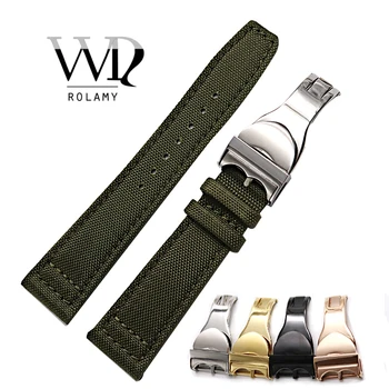 Rolamy Watch Band 20 21 22 mm Najlon Tkanine, Usnje Za Tudor Omega IWC Rolex Zamenjava Zapestne Zanke Traku za Uvajanje Zaponko