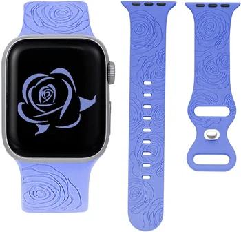 Rose, ki je Vgravirana Silikonski Trak Združljivi z Apple Watch Band 38 mm 40 mm,Šport Trak Zamenjava Zapestnice za iWatch Serije