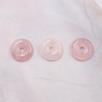 Rose Quartz Naravni Gemstone Krof Obesek Pi Disk Čare Nakit, Izdelava Opreme Za Ogrlica, Uhani, Zapestnica Design 3