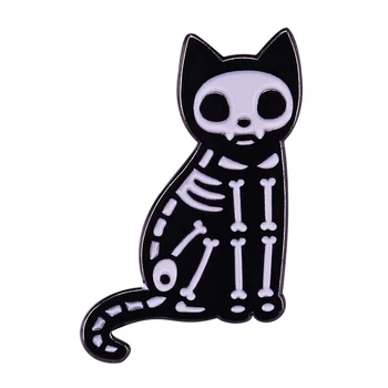 Sablastan Skeletne Mačka Pin X-Ray Scan Broška Muhast Halloween Punk Emo Vibes!