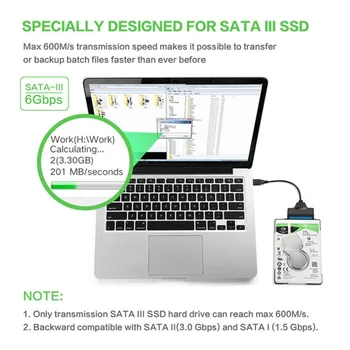 SATA Kabel za Prenosnik SSD 2.5 Inch Namizje HDD Zunanji Trdi Disk USB 3.0 Adapter z Oskrbo Z električno energijo Vrata za Mac OS,na Windwos 2