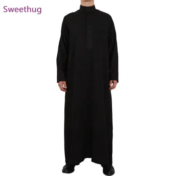 Savdska Arabski Dubaj Dolgo Jubba Thobe za Človeka Muslimanskih Islamske Tradicionalna Oblačila Dolgo Haljo Svoboden tam kaftan Poletje Dolg Rokav Bombaž