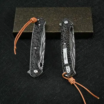 SDOKEDC Noži VG10 Damask Flipper Žep Folding Nož Taktične Vojaške Prostem Orodja Kampiranje Preživetje Lov EOS Navaja 5