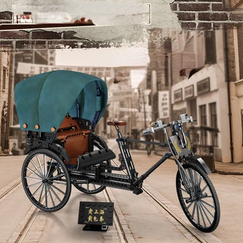 Serise Rickshaw Nostalgija Kolesa Retro Kolesa Inflator Superšportnega Dirkalni Avto Šport Stavbe Bloki, Opeke Kompleti Kompleti Za Model