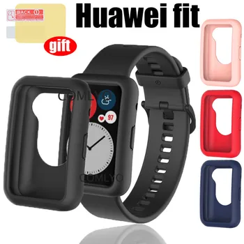 Silikonski Zaščitnik Primeru Lupini Rob Okvirja Za Huawei Watch Fit smartwatch Zaščitni ovitek za huawei fit screen protector film