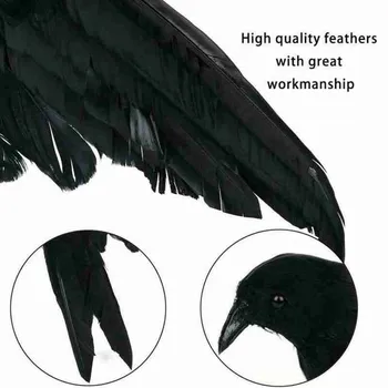 Simulacija Črna Vrana Živali Model Umetnega Vrana Črna Ptica Prop Dekor Za Noč Čarovnic Zaslon Primeru Stranka Strašno Dekoracijo 1