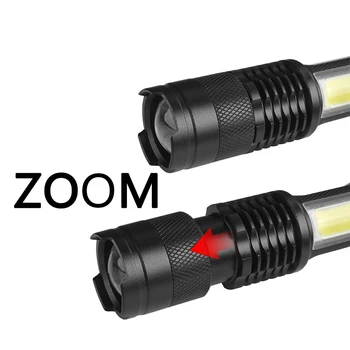 SK68C LED MINI Svetilka V5 + COB Zoom Nepremočljiva Aluminija 4 Načini Baklo uporabo 14500 / AA Baterije flash svetlobe za kampiranje 2