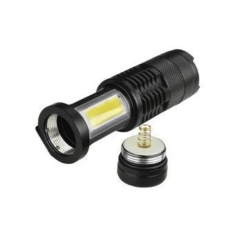 SK68C LED MINI Svetilka V5 + COB Zoom Nepremočljiva Aluminija 4 Načini Baklo uporabo 14500 / AA Baterije flash svetlobe za kampiranje 4