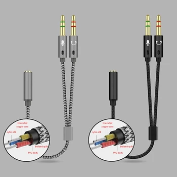 Slušalke Adapter Y Razdelilnik 3.5 mm Jack Kabel z Ločenim Mikrofona in Spojnik Slušalk Medsebojno elektronske stopenjske pretvornike za igre na Srečo K1KF