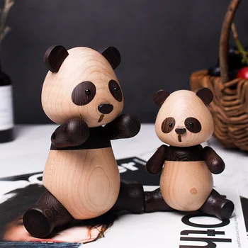 Smole Panda Živali, Dodatki Ustvarjalne Obrti Lesene Igrače Office Desktop Miniature Božič Figur Darilo Doma Dekoracijo 0