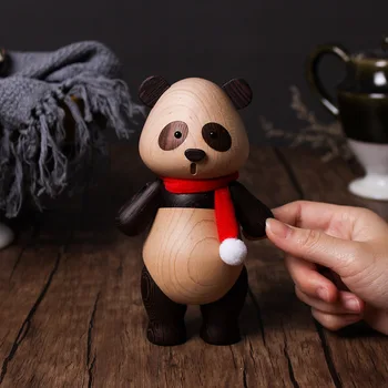 Smole Panda Živali, Dodatki Ustvarjalne Obrti Lesene Igrače Office Desktop Miniature Božič Figur Darilo Doma Dekoracijo 1