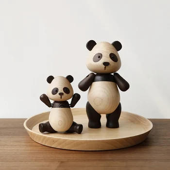 Smole Panda Živali, Dodatki Ustvarjalne Obrti Lesene Igrače Office Desktop Miniature Božič Figur Darilo Doma Dekoracijo 2