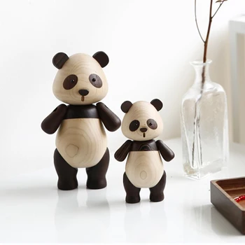 Smole Panda Živali, Dodatki Ustvarjalne Obrti Lesene Igrače Office Desktop Miniature Božič Figur Darilo Doma Dekoracijo 5
