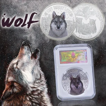 Sneg Wolf Silver Plated Spominski Kovanec Zaščito Prostoživečih Živali Izziv Zbirateljske Kovance Predmet Darila za Spodbujanje podjetništva,