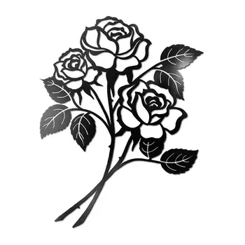 Sodobna Rose Wall Art Dekor vodoodporna Anti-Trajno deformiran Iron Giant Vrtnice Črno, Obrtne Umetnosti Doma Dnevna Soba Dekorativni