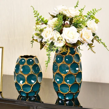 Sodobna svetlobno razkošje vaza dnevna soba cvetlični aranžma Evropskih ustvarjalnih keramični posušen cvet dekoracijo simulacije cvetlični