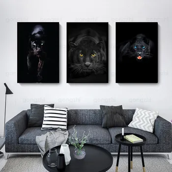 Sodobna Živali Wall Art Black Plakat Black Panther Tiskanja Platno Slikarstvo Doma Dekoracijo dnevne Sobe, Spalnice Fotografij in Freske