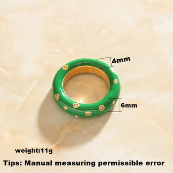 SOMMAR Visoke Kakovosti Zlato barvo, velikost 6 7 8 Punco poročni prstan zelena emajl cirkon Nakit na vratu Nakit za ženske 1