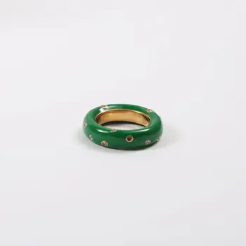 SOMMAR Visoke Kakovosti Zlato barvo, velikost 6 7 8 Punco poročni prstan zelena emajl cirkon Nakit na vratu Nakit za ženske 3