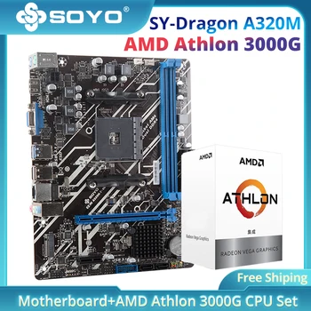 SOYO SY-Zmaj A320M Motherboard M. 2 Nvme/Sata, PCI-E, s Athlon 3000G CPU Igrati Igre DDR4 Podporo AM4 Vmesnik Ryzen CPU/APU