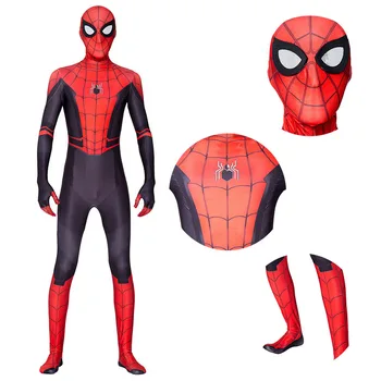 Spiderman Cosplay Kostum Spider Man Daleč Od Doma, Peter Parker Cosplay Bodysuit Zentai Halloween Kostumi za Aldult Otroci